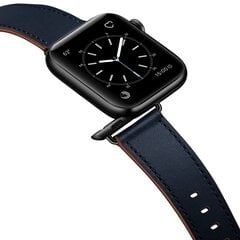 Dirželis Apyrankė skirta Apple Watch 4TechGoods modeliui SE 9 8 7 6 5 4 3 2 1 41 40 38 mm Band Natūralios odos Mėlyna kaina ir informacija | Išmaniųjų laikrodžių ir apyrankių priedai | pigu.lt