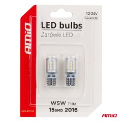 LED lemputės canbus T10e W5W 15* SMD balta 12/24V kaina ir informacija | Automobilių lemputės | pigu.lt