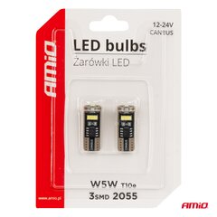 LED lemputės canbus T10e W5W 3*2055 SMD balta 12/24V kaina ir informacija | Automobilių lemputės | pigu.lt