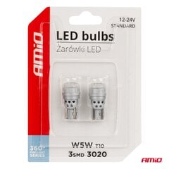 LED lemputės T10 W5W 2*3020 SMD 12/24V balta kaina ir informacija | Automobilių lemputės | pigu.lt