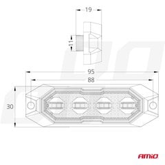 Plonas blykstė grotelėms 12/24V 4*3W LED R65 R10 30*95cm kaina ir informacija | Auto reikmenys | pigu.lt