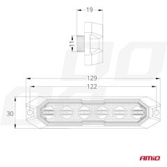 Тонкая мигалка на решетку 12/24В 6*3Вт LED R65 R10 129*30 цена и информация | Автопринадлежности | pigu.lt