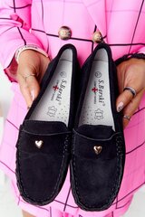 Women's Suede Loafers S.Barski Black 14918-21 цена и информация | Женские тапочки | pigu.lt