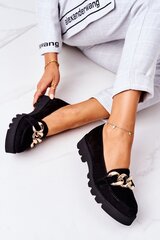 Suede Moccasins Lewski Shoes 3040 Black 15809-21 цена и информация | Женские тапочки | pigu.lt