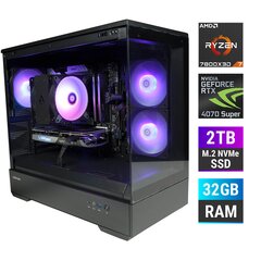 Kompiuteris MonsterX Ryzen 7 7800X3D 32GB 1TB NVME RTX4070S kaina ir informacija | Stacionarūs kompiuteriai | pigu.lt