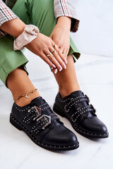 Women's Leather Brogues With Buckles Lu Boo Black 19462-21 цена и информация | Женские тапочки | pigu.lt