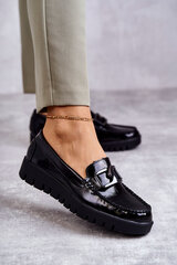 Lacquered Loafers On The Platform Black Kjersti 22087-21 цена и информация | Женские тапочки | pigu.lt