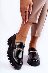 Lacquered shoes with a chain Black Anne 22392-21 цена и информация | Женские тапочки | pigu.lt