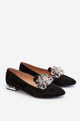 Women's Embellished Loafers With Flat Heels Black Sloane 23967-21 цена и информация | Женские тапочки | pigu.lt