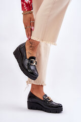 Black Felicita Patent Wedge Loafers 24327-21 цена и информация | Женские тапочки | pigu.lt