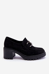 Suede Chunky High Heels Black Finley 24372-21 цена и информация | Женские тапочки | pigu.lt