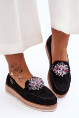 Women's Platform Moccasins with Stones Black Elonore 26576-21 цена и информация | Женские тапочки | pigu.lt