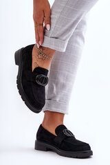 Suede Platform Moccasins Jarren Black 27037-21 цена и информация | Женские тапочки | pigu.lt