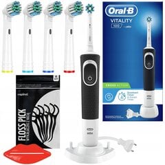 "Oral-B Vitality 100 Black" įkraunamas dantų šepetėlis + 4 kartus tikslus atsarginis dantų šepetėlis + stovas su vieta dviem antgaliams kaina ir informacija | Elektriniai dantų šepetėliai | pigu.lt