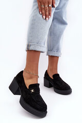 Women's Suede Heeled Shoes Black Afnira 27853-21 цена и информация | Женские тапочки | pigu.lt