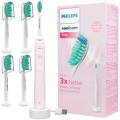 PHILIPS HX3651/11 PINK SONIC BRUSH + 4 PRORESULT GALVUTĖS kaina ir informacija | Elektriniai dantų šepetėliai | pigu.lt