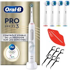 ORAL-B PRO 3 ELEKTRINIS DANTŲ ŠEPETĖLIS 3000 OLYMPIA SPECIAL EDITION + PRIEDAI kaina ir informacija | Elektriniai dantų šepetėliai | pigu.lt