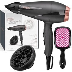 BABYLISS 6709DE plaukų džiovintuvas+juodas ir rožinis plaukų šepetys kaina ir informacija | Plaukų džiovintuvai | pigu.lt