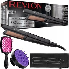 "Revlon" tiesintuvas RVST2155 + Galvos masažuoklis juodos/violetinės spalvos + Plaukų šepetys juodos/rožinės spalvos + Krepšelis tiesintuvui, 40x15 cm, juodas su spauda цена и информация | Приборы для укладки и выпрямления волос | pigu.lt