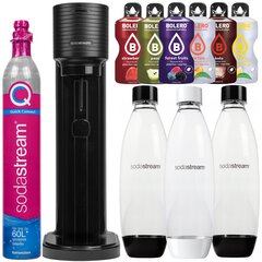 "SodaStream Gaia Titan" sotintuvas vienam buteliui + PET buteliai 1 L juoda+balta "Fuse" dvi pakuotės цена и информация | Аппараты для газирования воды | pigu.lt