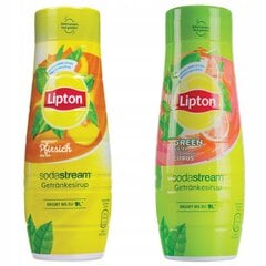 Sirupas "SodaStream" "Lipton Ice Tea Peach" 440 ml + "Ice Tea" žalioji arbata su citrusiniais vaisiais 440 ml kaina ir informacija | Gazuoto vandens aparatai ir priedai | pigu.lt