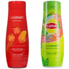 Sirupas "SodaStream Cola Orange" 440ml+Lipton Ice Tea žalioji arbata su citrusiniais vaisiais 440ml kaina ir informacija | Gazuoto vandens aparatai ir priedai | pigu.lt