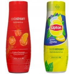 Sirupas, skirtas "SodaStream Cola Orange 440ml+ Lipton Ice Tea Lemon 440ml kaina ir informacija | Gazuoto vandens aparatai ir priedai | pigu.lt