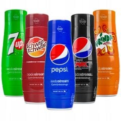 5x SodaStream "Pepsi" sirupas, "Pepsi MAX", "Mirinda", 7UP, "schwip kaina ir informacija | Gazuoto vandens aparatai ir priedai | pigu.lt