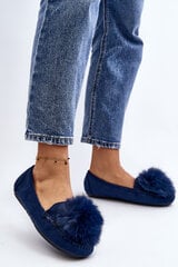 Women's Moccasins with Fur Lining Blue Novas 29273-21 цена и информация | Женские тапочки | pigu.lt