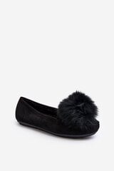 Women's Moccasins with Fleece Black Novas 29274-21 цена и информация | Женские тапочки | pigu.lt