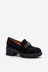 Black Loafers on Chunky Heel Eriella 29917-21 цена и информация | Женские тапочки | pigu.lt