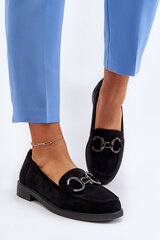 Women's Suede Moccasins with Decoration Black Echonesa 30257-21 цена и информация | Женские тапочки | pigu.lt