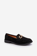 Black Women's Suede Moccasins With Flat Heel Misal 30285-21 цена и информация | Женские тапочки | pigu.lt