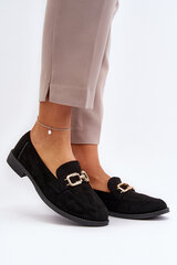 Black Women's Suede Moccasins With Flat Heel Misal 30285-21 цена и информация | Женские тапочки | pigu.lt