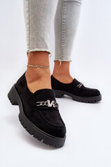 Black Suede Women's Moccasins with Decoration Loraleima 30496-21 цена и информация | Женские тапочки | pigu.lt