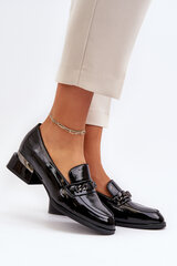 Women's Patent Leather Low Heel Shoes Black Albreide 30499-21 цена и информация | Женские тапочки | pigu.lt