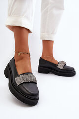 Women's Leather Loafers with Decorative Strap Zazoo 3419 Black 30591-21 цена и информация | Тапочки женские | pigu.lt