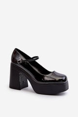 Women's Patent Leather Platform and Block Heel Shoes Big Star NN274004 Black 30787-21 цена и информация | Женские тапочки | pigu.lt