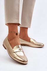 Women's Flat Heel Loafers Gold Sylvaine 30793-21 цена и информация | Женские тапочки | pigu.lt