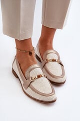 Leather Moccasins With Gold Ornament Maciejka 06442-25 Gold 30968-21 цена и информация | Женские тапочки | pigu.lt