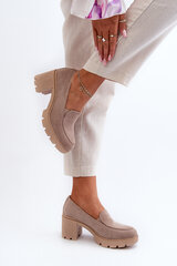 Women's Eco-Suede Heeled and Platform Shoes Beige Arablosa 30998-21 цена и информация | Женские тапочки | pigu.lt