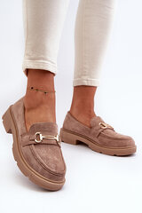 Women's Loafers with Gold Decoration Eco Suede Brown Lighas 31268-21 цена и информация | Женские тапочки | pigu.lt