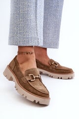 Women's Suede Moccasins with Decoration D&A TW117 Brown 31761-21 цена и информация | Женские тапочки | pigu.lt