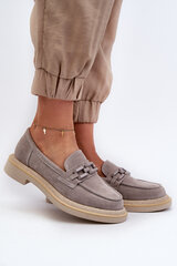 Women's Suede Moccasins with Flat Heel and Decoration D&A TW101 Grey 32042-21 цена и информация | Женские тапочки | pigu.lt