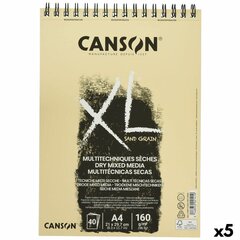 'Drawing pad Canson XL Sand Natūralus A4 40 Paklodės 160 g/m2 5 vnt.' kaina ir informacija | Kanceliarinės prekės | pigu.lt