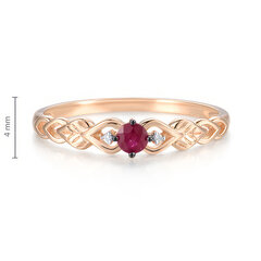 Auksinis žiedas moterims su rubinu ir briliantais Brasco 60122 60122-17 kaina ir informacija | Žiedai | pigu.lt