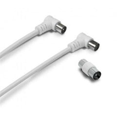 Metronic Coaxial Tv Cable Ø 9.52mm Angled Male/female 2m + Adapter Male/male White 338008 kaina ir informacija | Televizoriai | pigu.lt