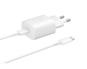 Samsung 25w adapter + USB-C to USB-C cable, 1m, white цена и информация | Зарядные устройства для телефонов | pigu.lt