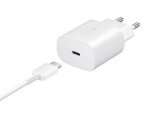 Samsung 25w adapter + USB-C to USB-C cable, 1m, white цена и информация | Зарядные устройства для телефонов | pigu.lt