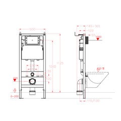 Встраиваемая рама для подвесного унитаза Vento 3 in1 с хромированной кнопкой 500X165mm, h=1125 mm цена и информация | Детали для унитазов, биде | pigu.lt